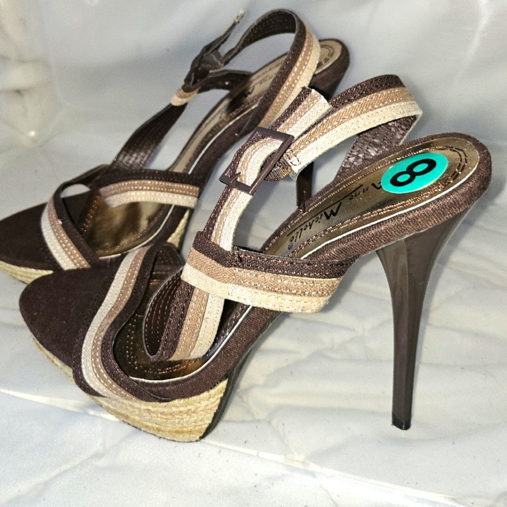 Anne Michelle Elegant Brown Strappy Heels- Never Worn Size 8